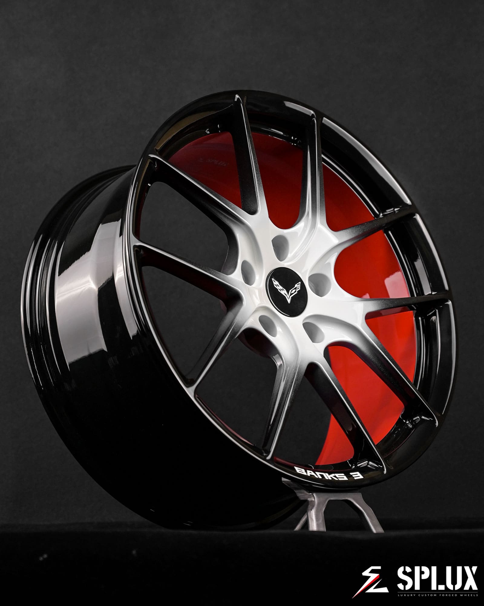 SL-04 forged wheels front three-quarter hero view on 2014 Corvette C7 Z51