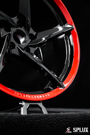SC-09M forged monoblock wheel with a concave face and gloss red lip