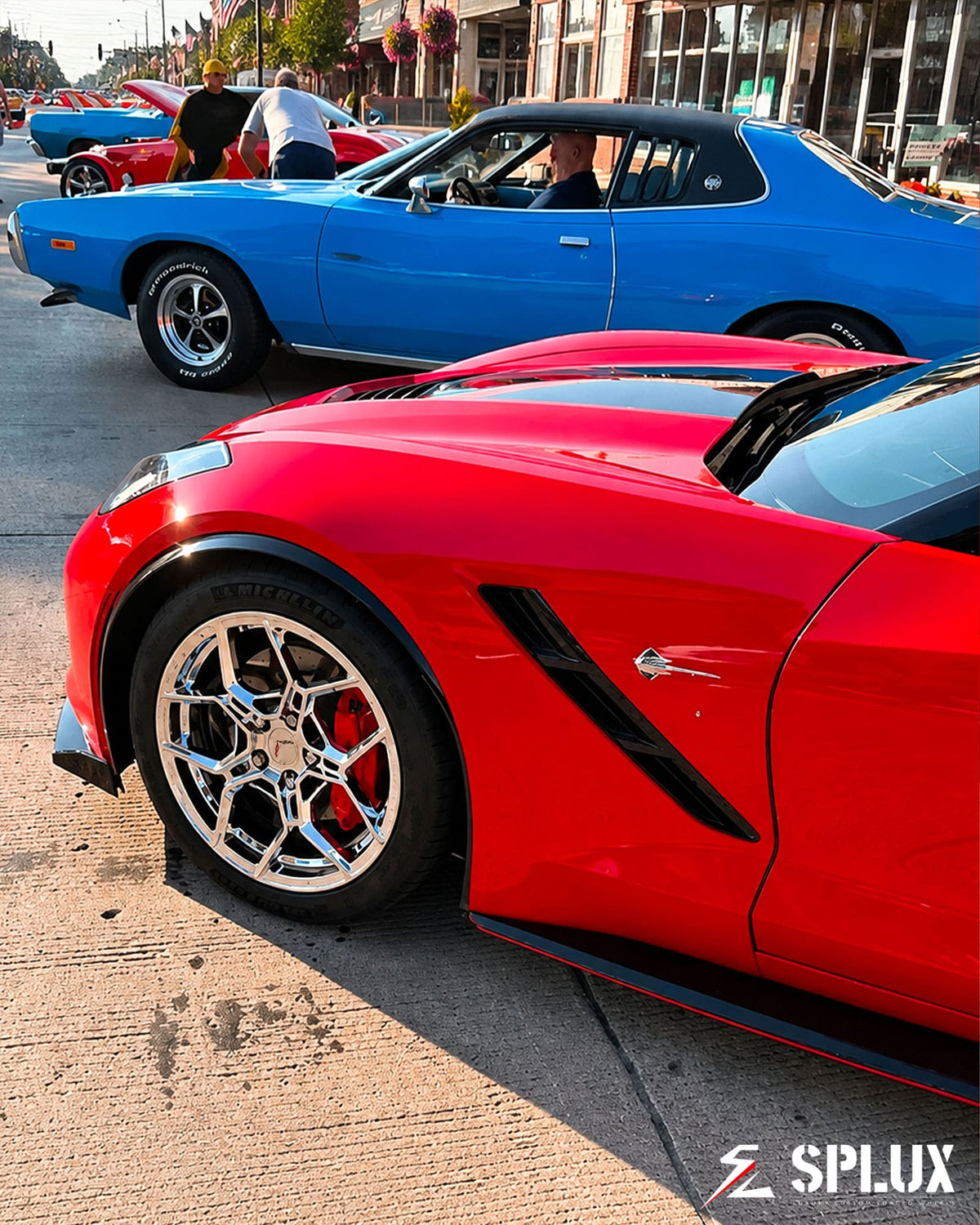 SC-18M forged wheel in chrome with red Corvette C7
