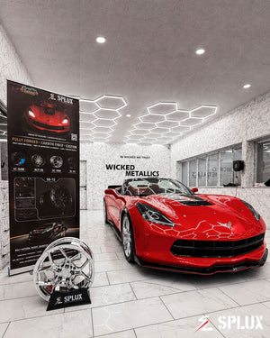 C7 Corvette on SC-18M wheels, red body and chrome wheels