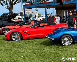 Red C7 Stingray with SC-18M forged wheels, front view