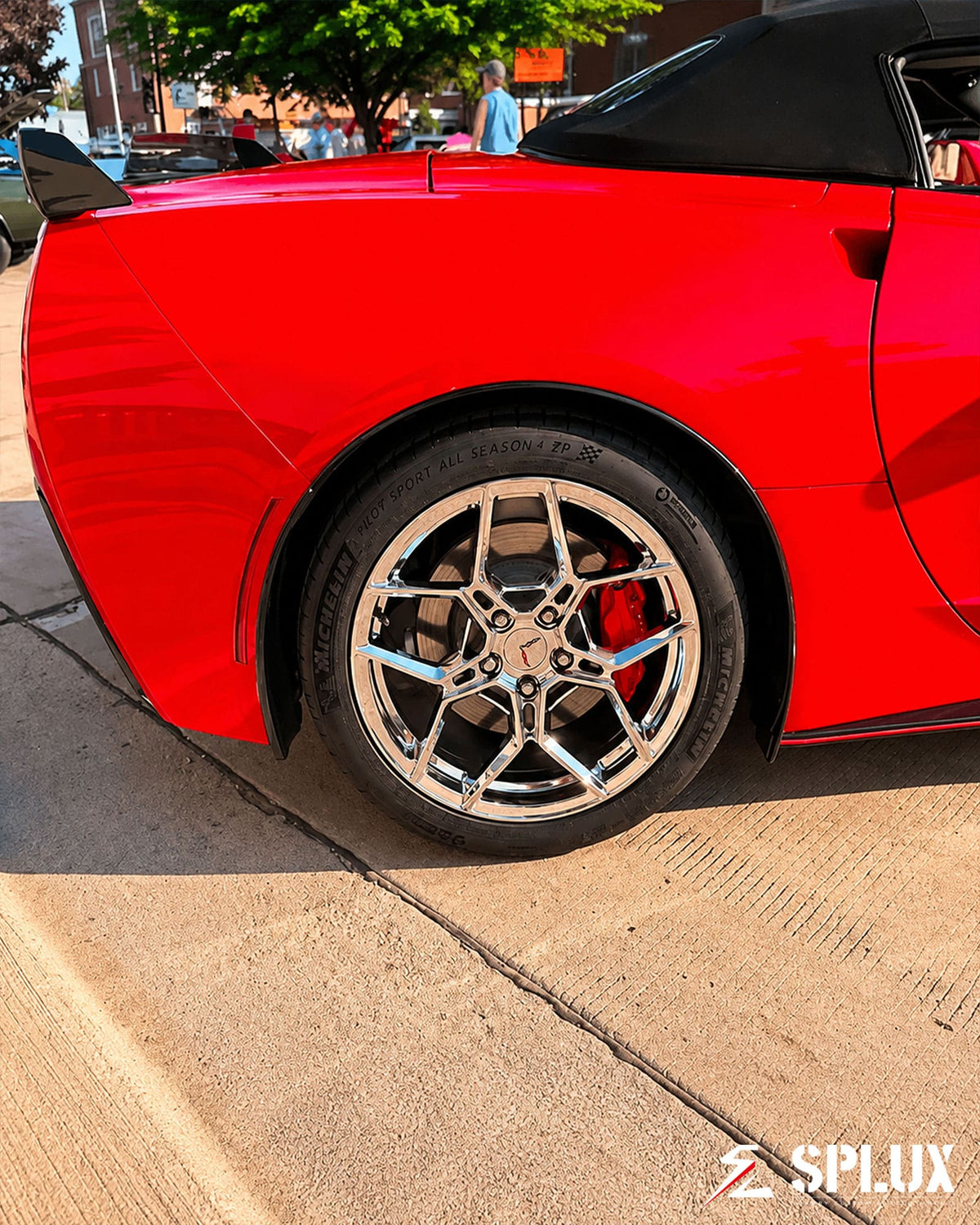Rear 19-inch SC-18M wheel on C7 with deep concave and chrome barrel