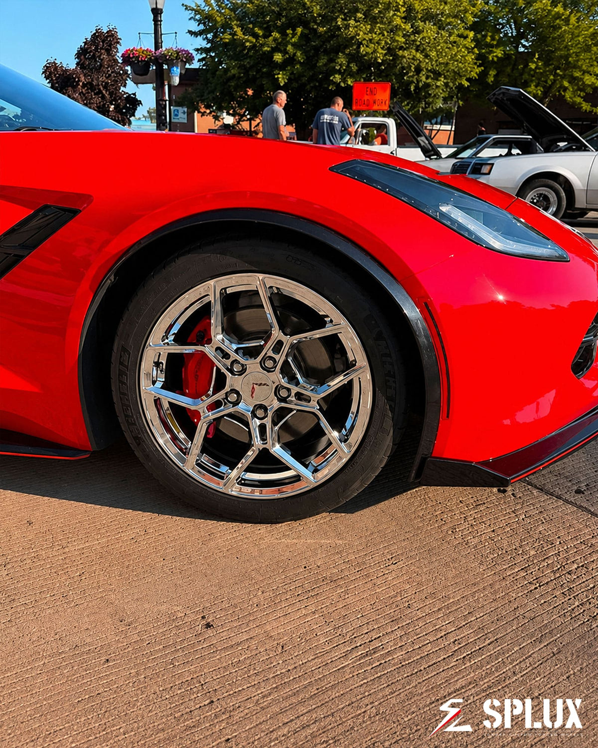 Red Corvette C7 Stingray with SC-18M forged wheels and chrome finish