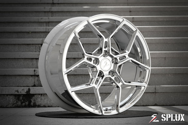 C7 corvette chrome wheels on a 2015 Corvette C7 Stingray with SC-18M forged 1-piece wheels in all chrome finish