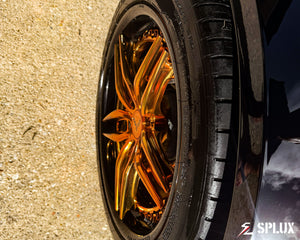 SA-01 forged 2-piece wheel with polished copper spokes and transparent copper barrel on C7