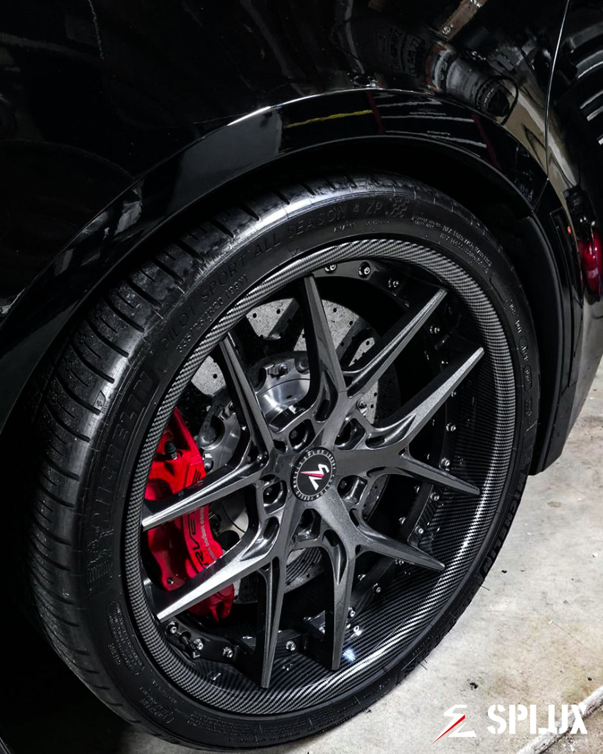 2017 Corvette C7 Z06 with c7 z06 forged wheels, SD-02 2-piece forged wheels in gloss dark gunmetal and carbon fiber barrel