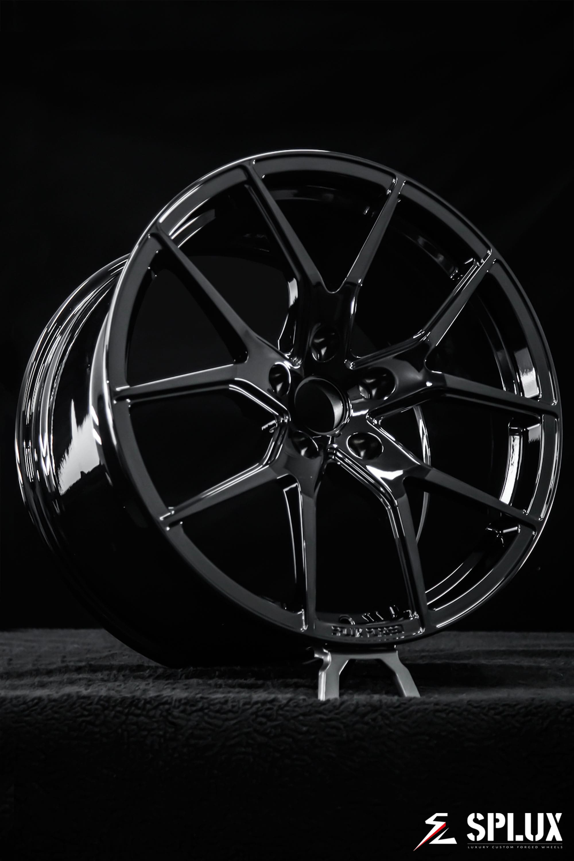 2017 corvette grand sport aftermarket wheels with SC-04M forged wheels in piano black on the rear