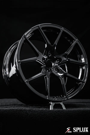 2017 corvette grand sport aftermarket wheels with SC-04M forged wheels in piano black on the rear