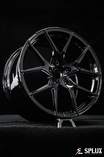 2017 corvette grand sport aftermarket wheels with SC-04M forged wheels in piano black on the rear