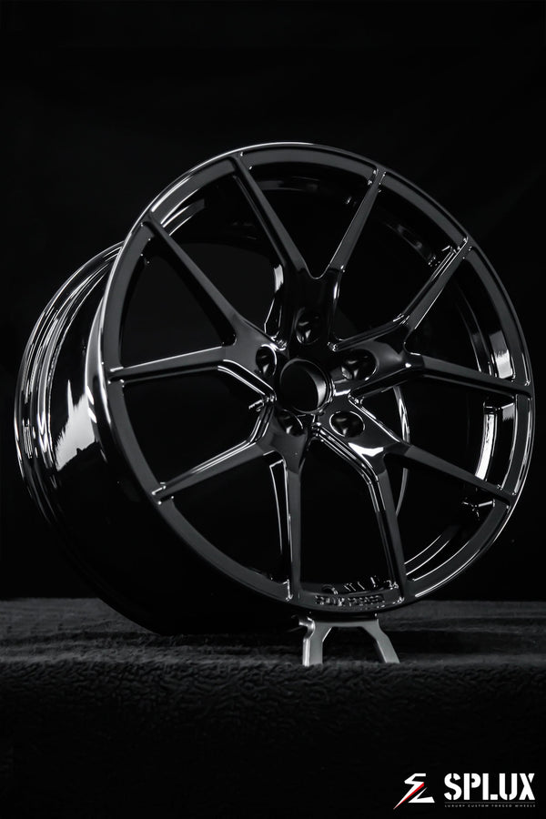 2017 corvette grand sport aftermarket wheels with SC-04M forged wheels in piano black on the rear