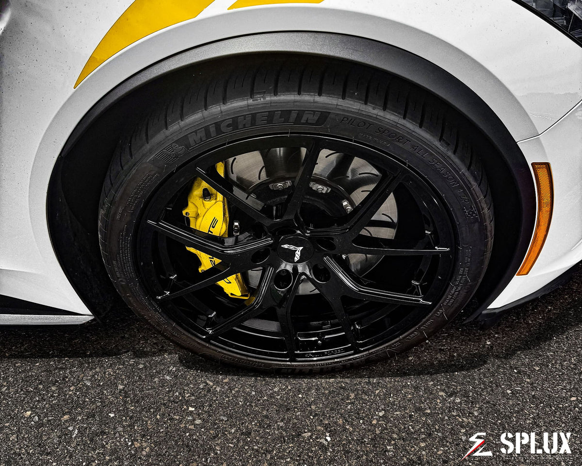 2017 Corvette C7 Grand Sport with black wheels on c7 corvette grand sport, featuring SC-04M forged 1-piece wheels in Piano Black