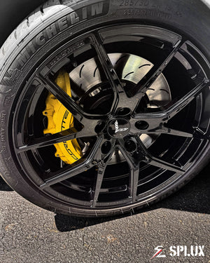 Piano Black finish on the SC-04M wheels, highlighting the y-spoke design and monoblock construction