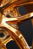 SA-01 forged wheel with polished copper spokes and piano black lip on a Corvette