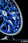 SC-02 2-piece forged wheel with a deep concave face and chrome blue spokes on the BMW