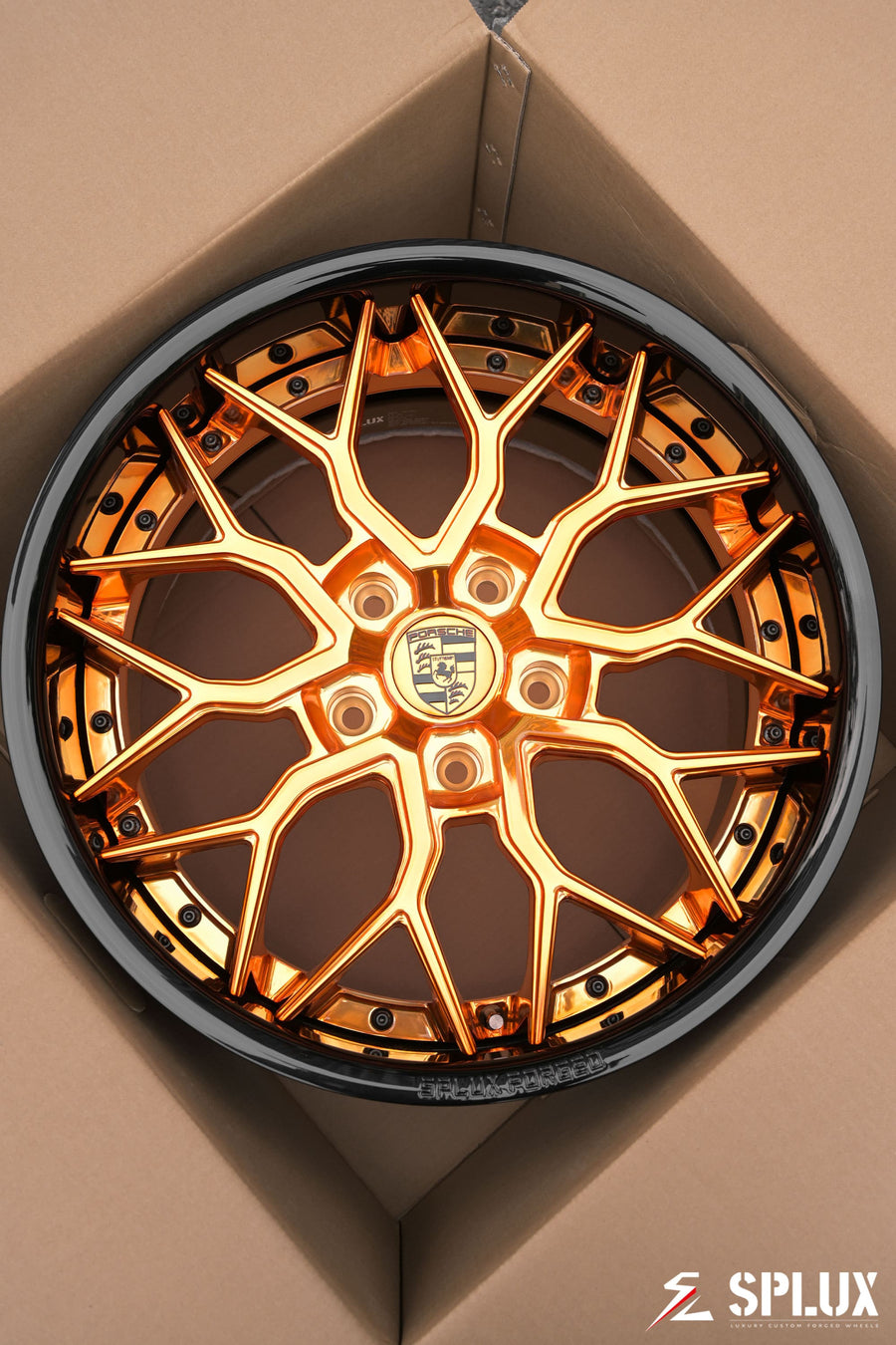 Porsche Cayman wheels 19 inch with Polished Copper spokes