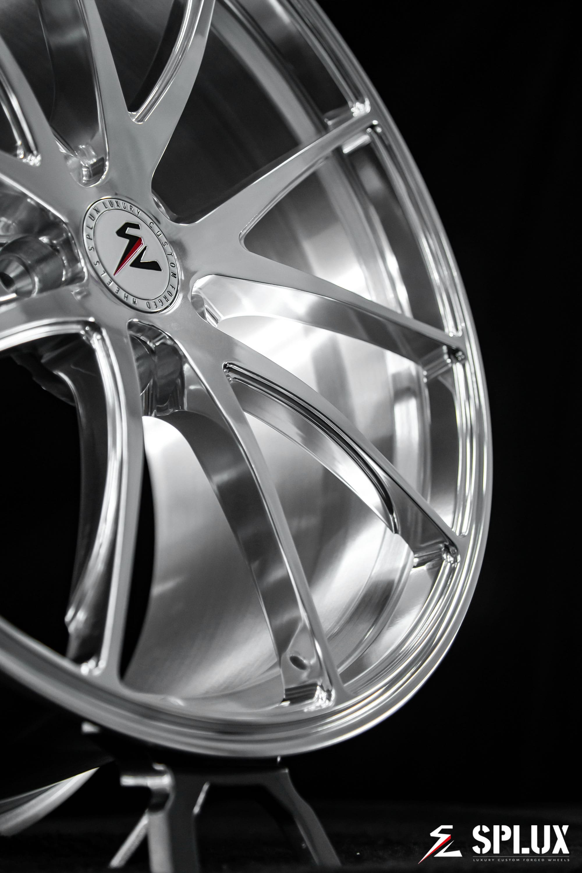 All-polished SC-08M forged wheels on a 2019 Corvette C7 Stingray, aftermarket rims for C7 Stingray with a concave face