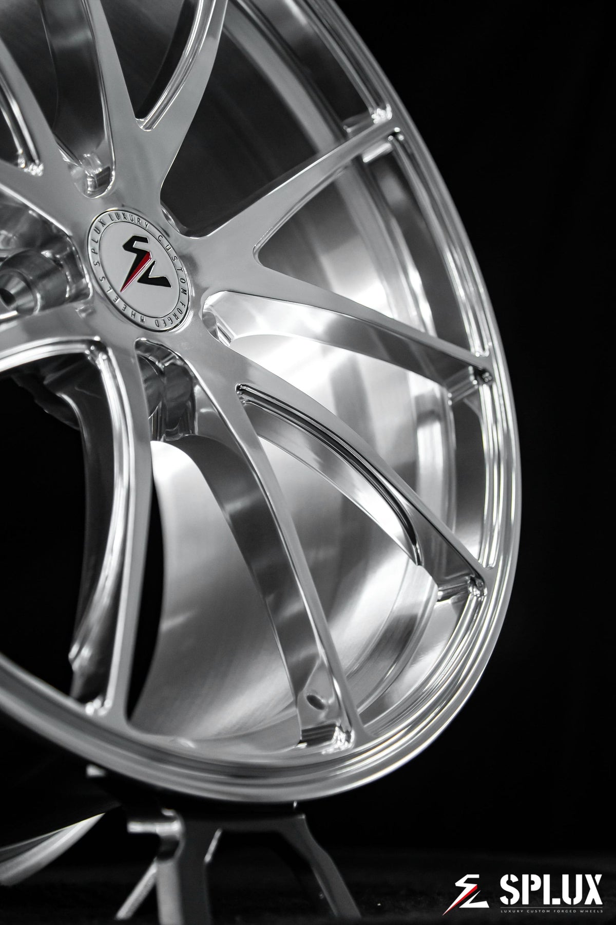 All-polished SC-08M forged wheels on a 2019 Corvette C7 Stingray, aftermarket rims for C7 Stingray with a concave face