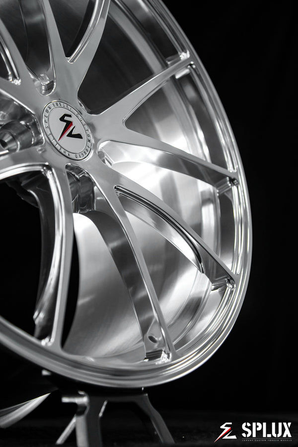 All-polished SC-08M forged wheels on a 2019 Corvette C7 Stingray, aftermarket rims for C7 Stingray with a concave face