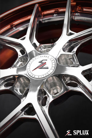 Rear wheel of the BMW X2 with SD-02 in polished rose gold