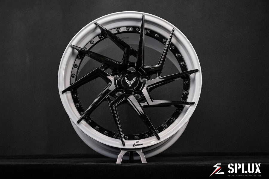 SA-03 forged 2-piece wheels running stance showcase on 2021 Corvette C8 Stingray wheels rear track