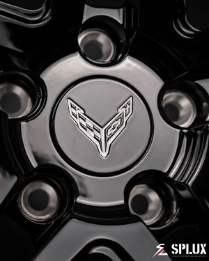 SA-03 directional wheels showing custom engraved wheels face symmetry directly facing the camera
