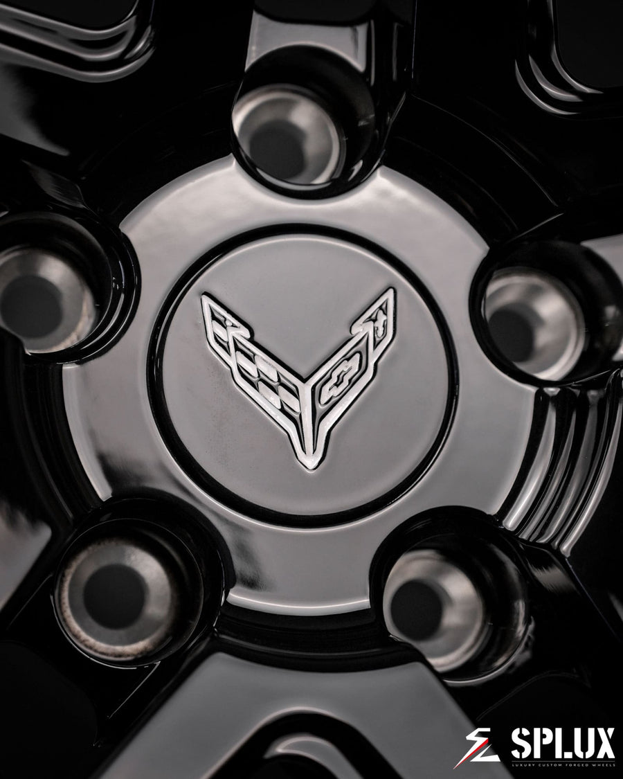 SA-03 directional wheels showing custom engraved wheels face symmetry directly facing the camera