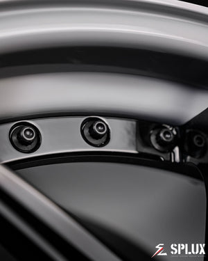 SA-03 forged 2-piece wheels displaying inner ivory barrel wheels lip step construction closely