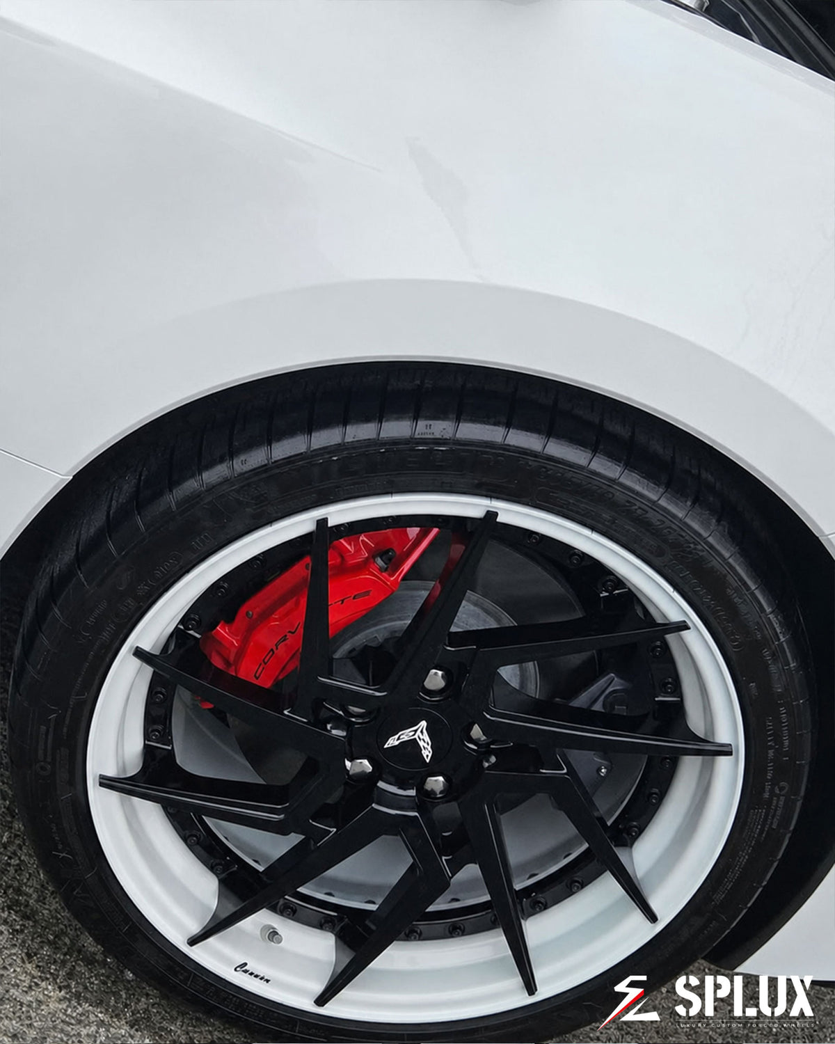 2021 Chevrolet Corvette C8 Stingray with c8 corvette custom wheels, SA-03 forged 2-piece in ivory white and piano black