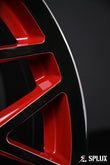 Black red corvette wheels on the 2021 Corvette C8 Stingray Z51 with SC-14M forged wheels and custom center caps