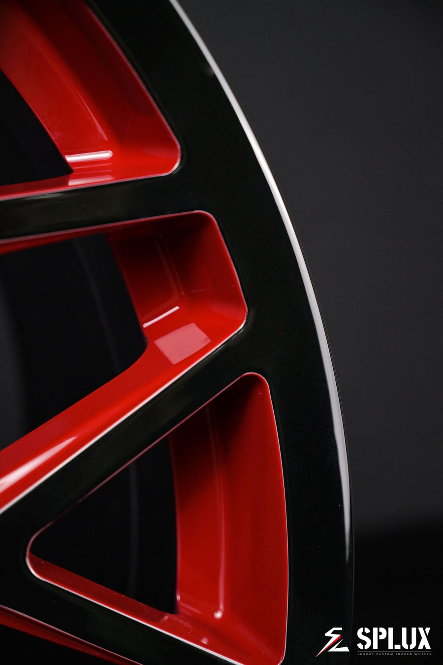 Black red corvette wheels on the 2021 Corvette C8 Stingray Z51 with SC-14M forged wheels and custom center caps