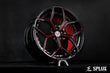 SL-C04 forged wheel with custom C8 center cap and gloss red hardware on a Corvette