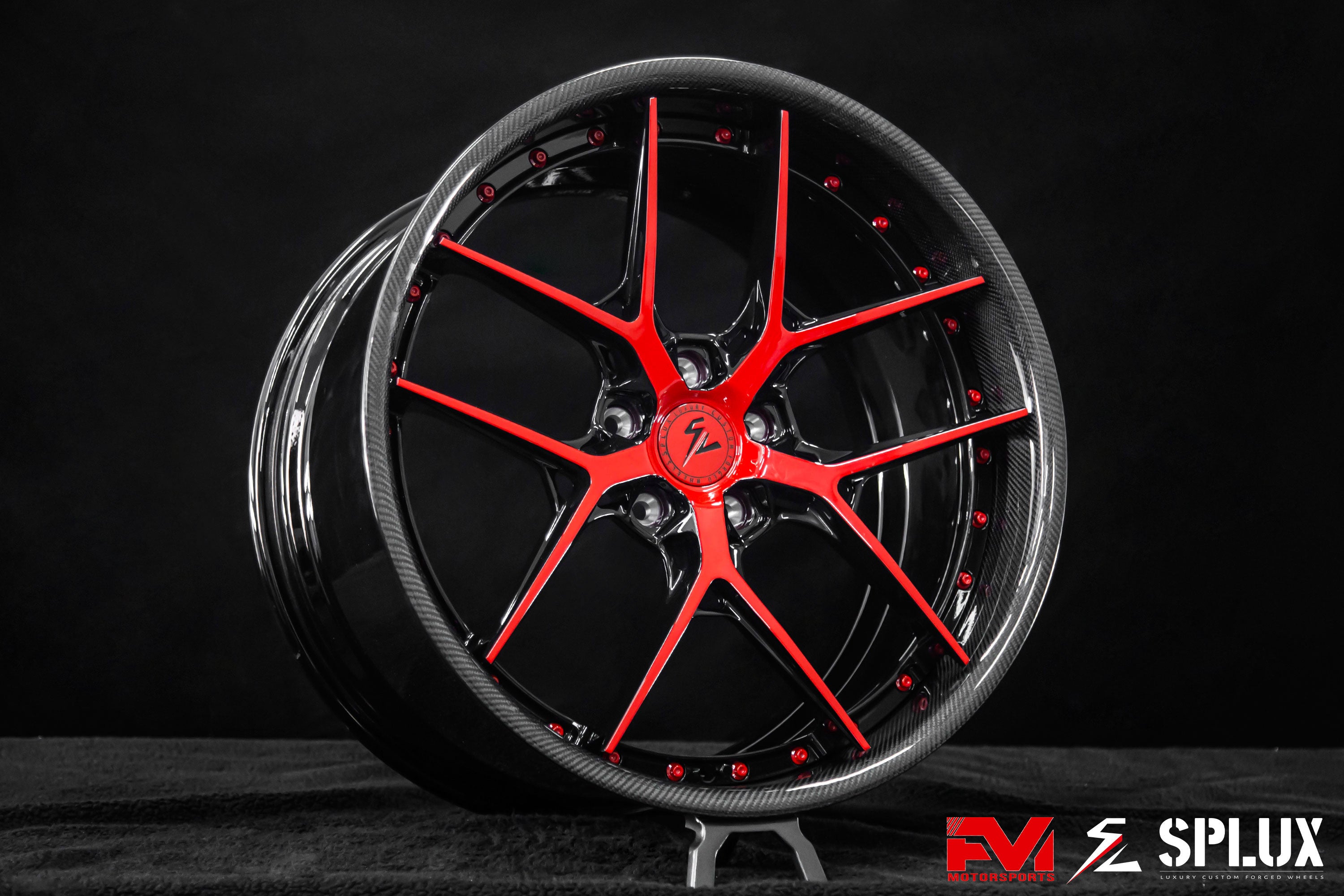 Red Corvette black wheels: SD-02 forged 2-piece for the 2023 Corvette C8 Stingray