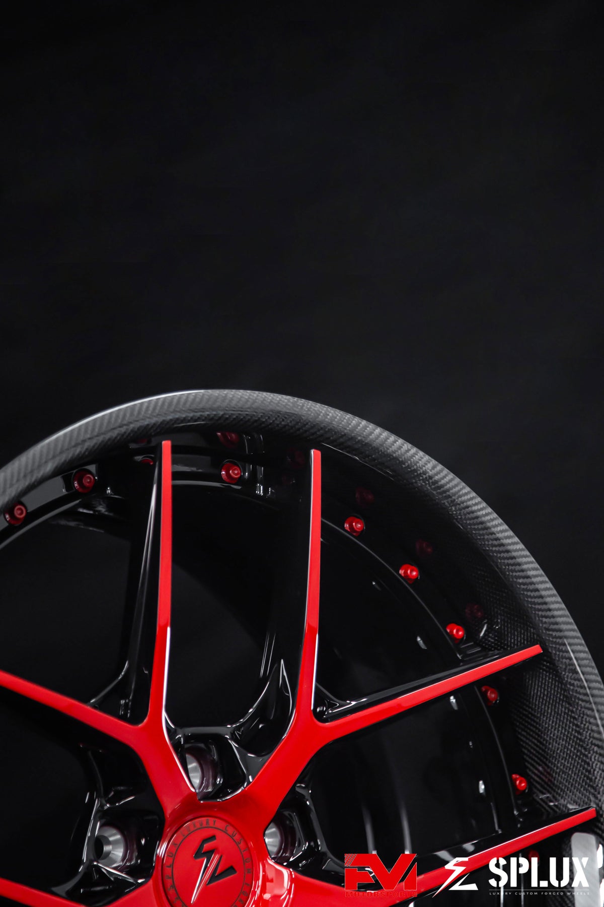 Red Corvette with black rims: SD-02 forged 2-piece deep dish for the C8