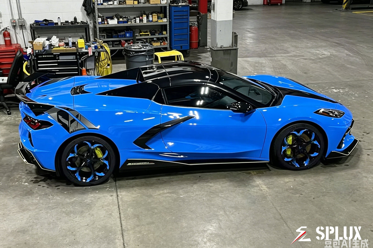 SC-07M forged wheels low angle hero shot emphasizing C8 Corvette Z51 custom stance