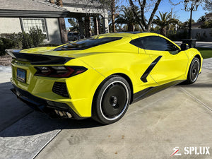 c8 corvette wheels with SL-C18 forged monoblock fitment on yellow Corvette C8 Z51 side profile