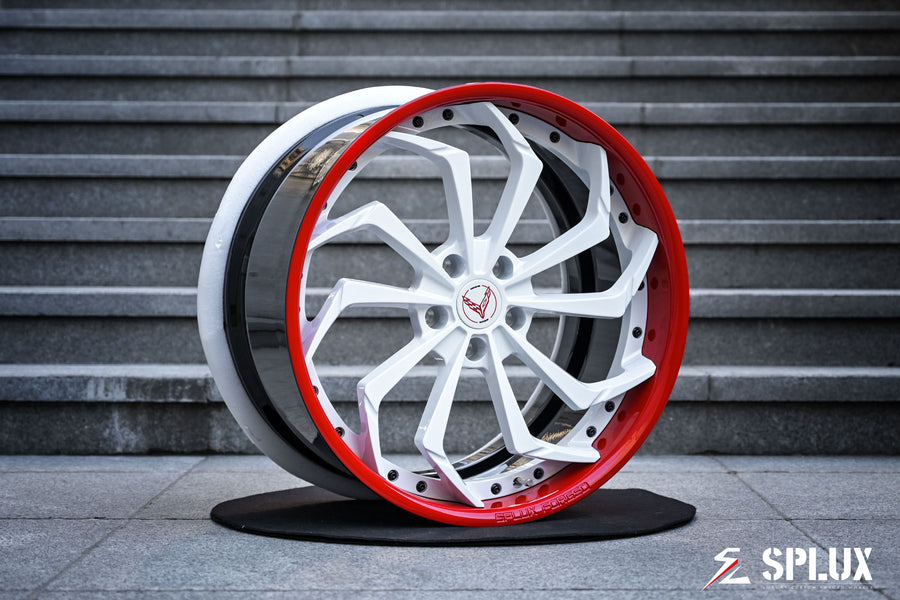 SA-08 C8 Corvette wheels piano black barrel depth contrast close inspection
