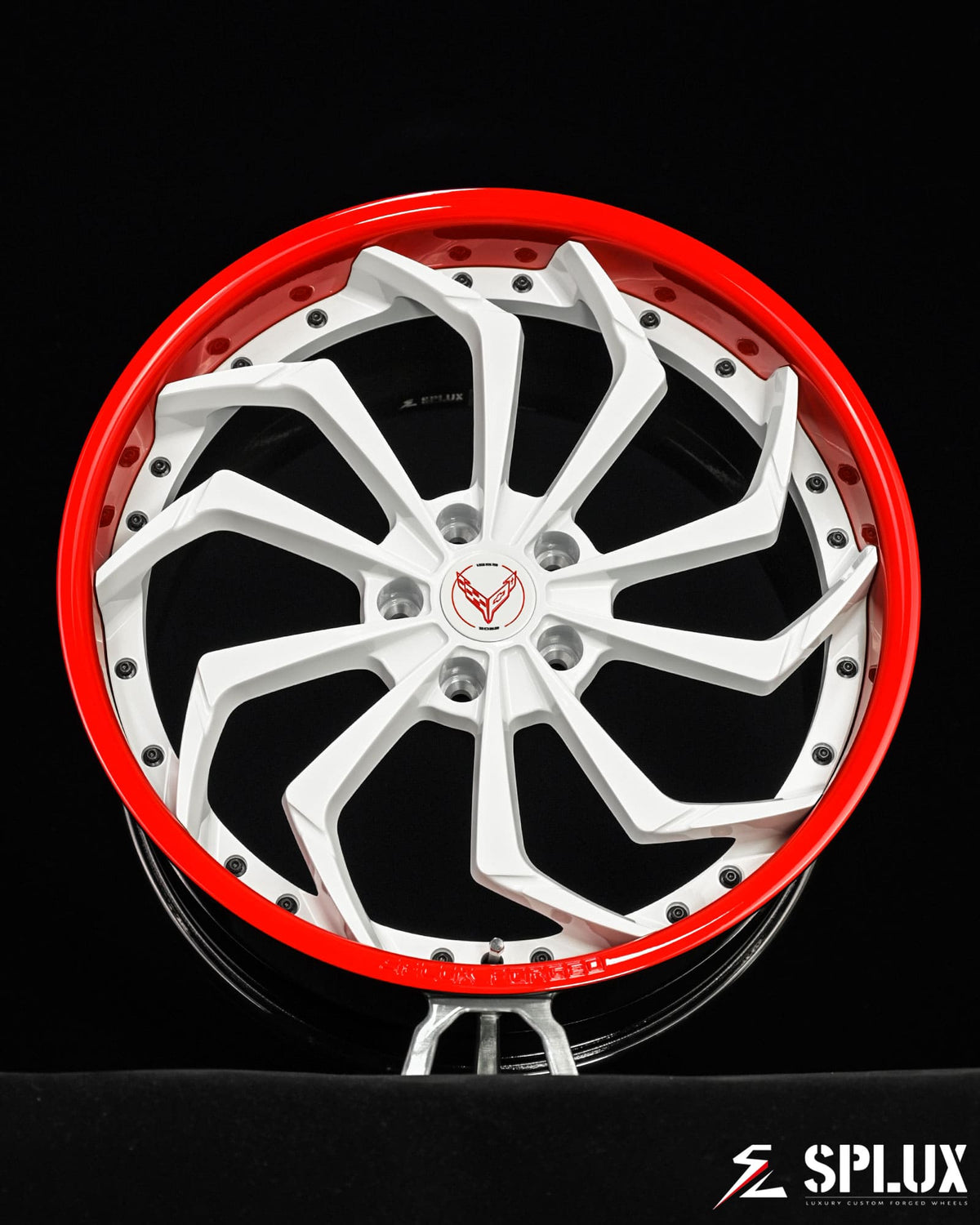 SA-08 C8 Corvette wheels brake clearance and performance fitment close view