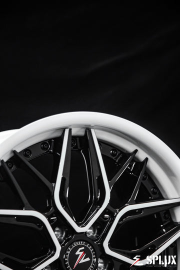 C8 Corvette white with black rims: SC-02 forged 2-piece concave wheels