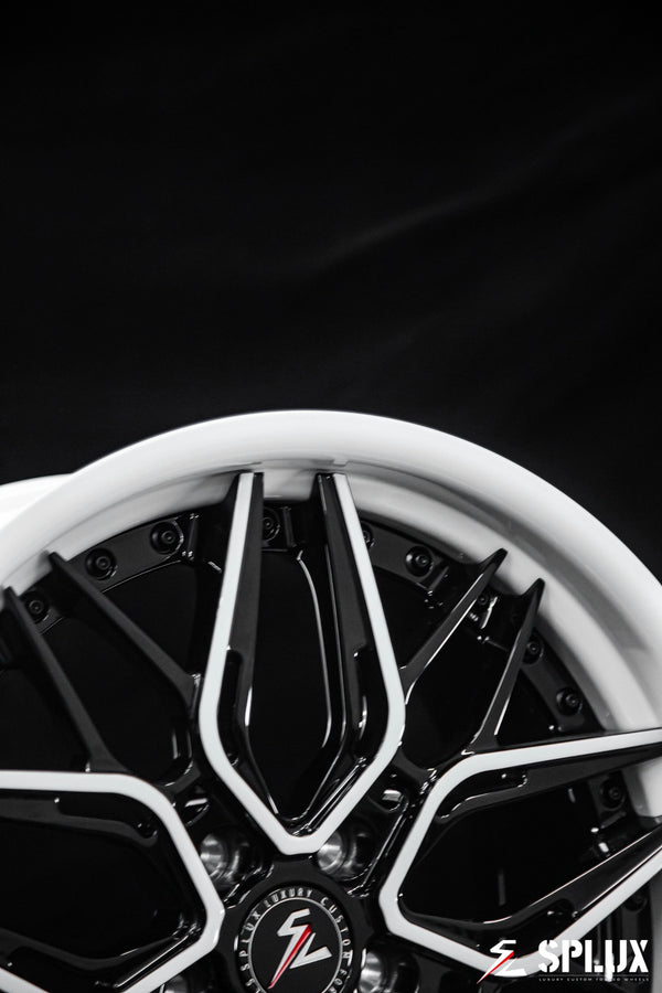 C8 Corvette white with black rims: SC-02 forged 2-piece concave wheels
