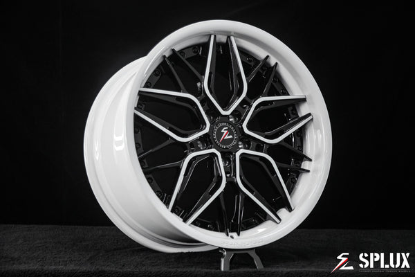 White Corvette rims in a forged 2-piece concave design for the C8