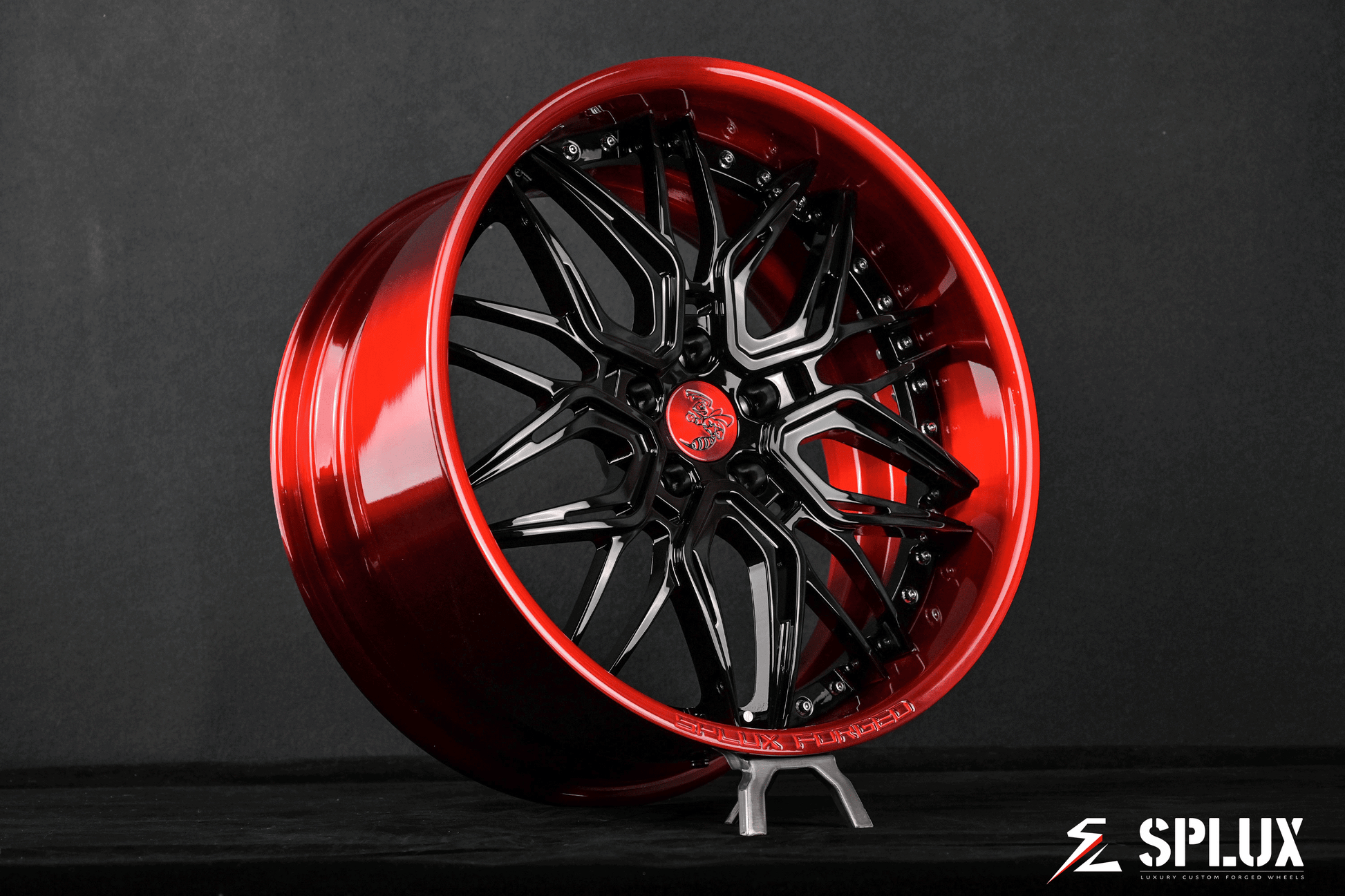 dodge challenger custom wheels side profile showing 20×10 piano black spokes