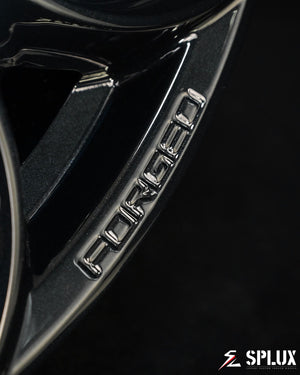 SC-07M forged wheels polished blue spoke surface macro contrast forged texture