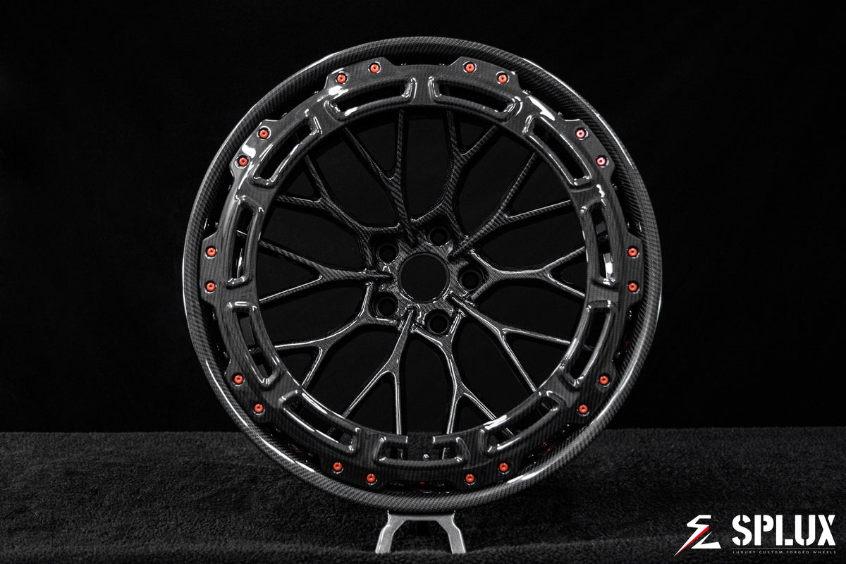 C8 Corvette Z06 carbon fiber wheels with real carbon fiber wrapped spokes
