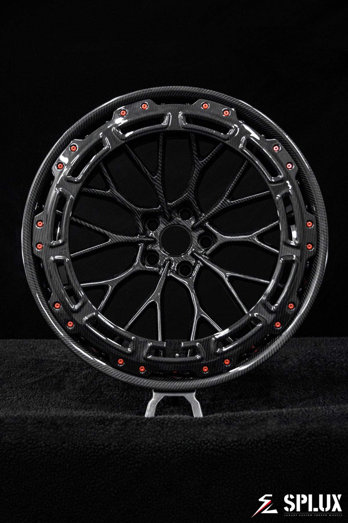 Carbon fiber C8 Corvette SD-12 wheels with a piano black barrel