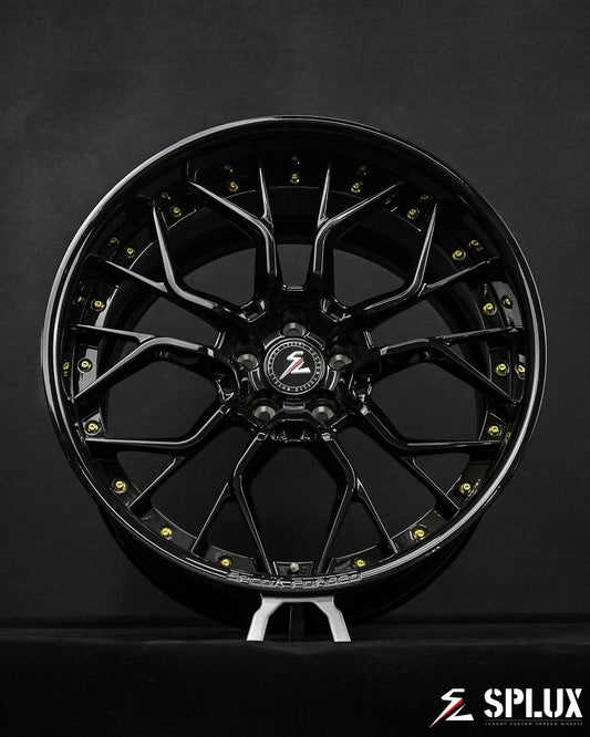 SD-16 C8 Corvette Z06 wheels full vehicle side profile showcasing deep dish fitment