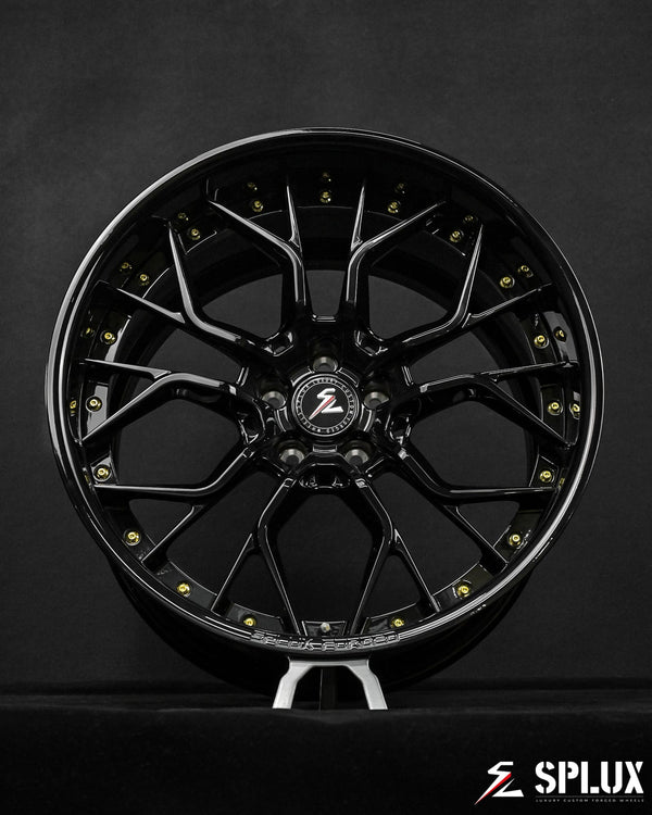 SD-16 C8 Corvette Z06 wheels full vehicle side profile showcasing deep dish fitment