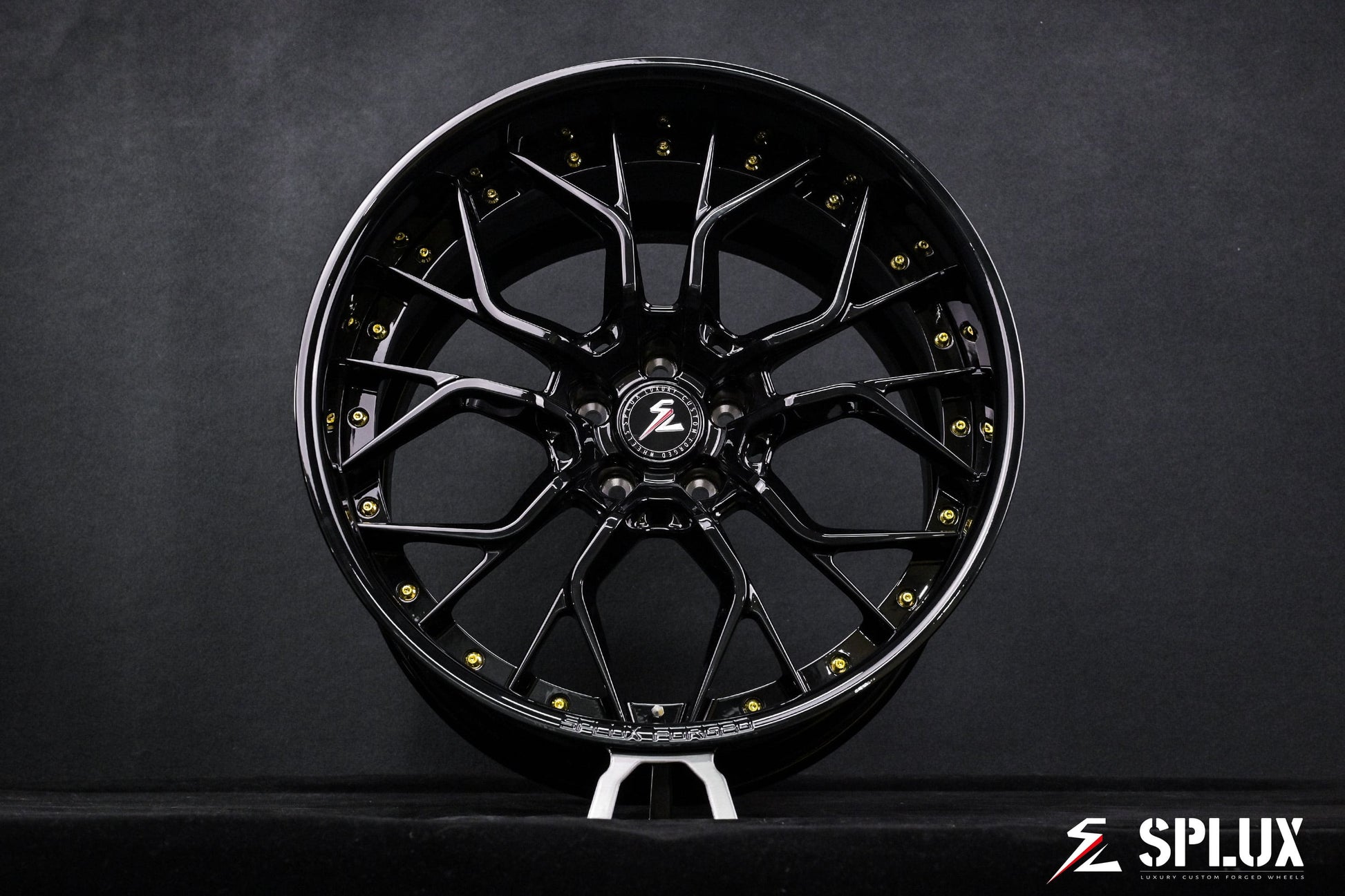 SD-16 C8 Corvette Z06 wheels rear angle stance shot emphasizing widebody presence