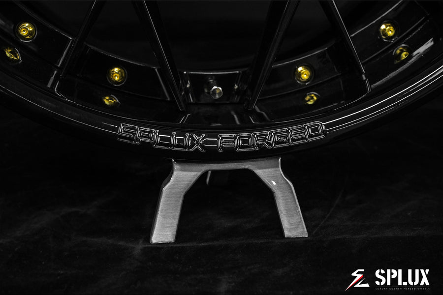 SD-16 C8 Corvette Z06 wheels low angle parked shot showing aggressive 20-inch setup