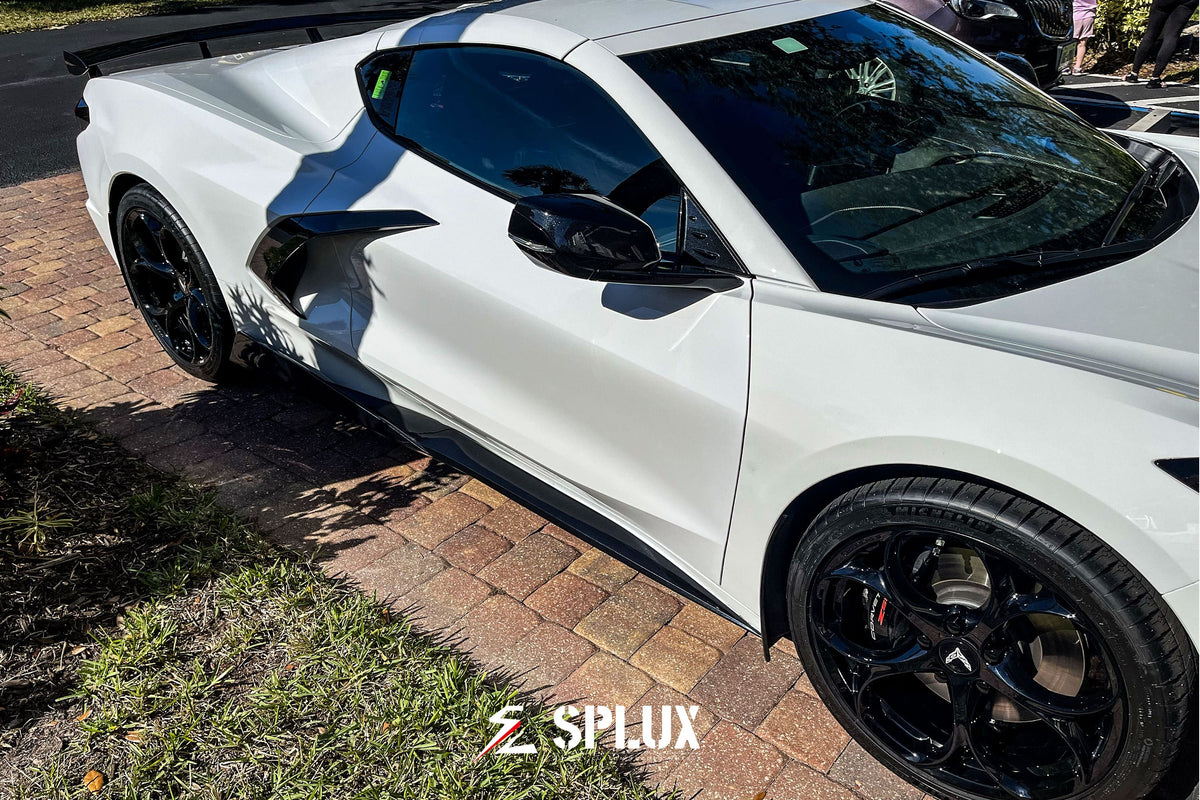 c8 corvette wheels on Arctic White 2025 Chevrolet Corvette C8 Z51 front three-quarter view