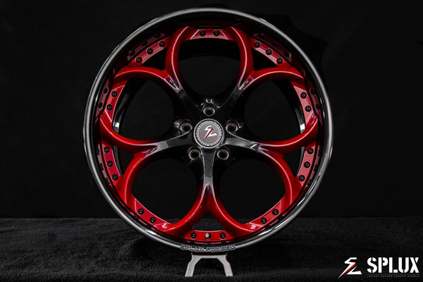 2025 corvette z06 wheels on a 2025 Corvette Z06 with SD-03 forged 2-piece deep dish wheels in carbon flash and dark red